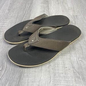 OluKai Holona Men's Flip Flop Slip On Thong Sandals 10295 Brown Size 13 US C